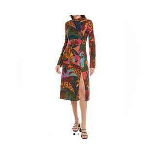 NWT FARM Rio Multicolor Leaf Print Dress